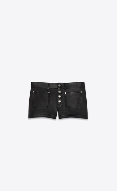 High-waist patch pocket shorts in lambskin